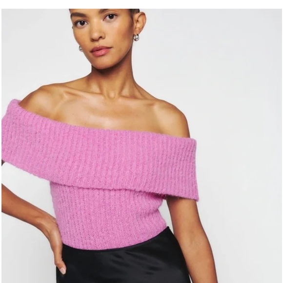 Reformation Satine Sleeveless Foldover Pink Sweater - Picture 2 of 8